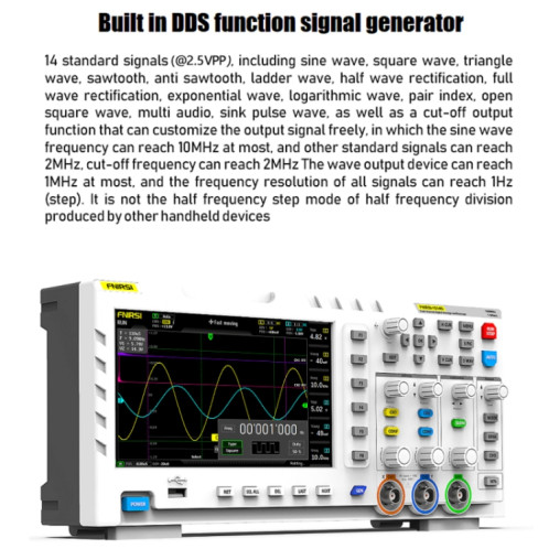 Oscilloscope numérique FNIRSI 2 en 1 à double canal, bande passante de 100 M, générateur de signal d'échantillonnage 1 GS, 1014D + sonde P4100 SF6702159-014