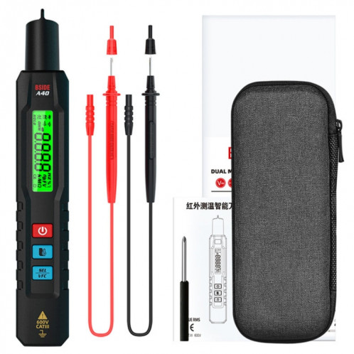 BSIDE A40 thermomètre infrarouge Type de stylo électrique multimètre Intelligent VFC testeur de tension d'inverseur (anglais sans batterie) SB201A1112-014
