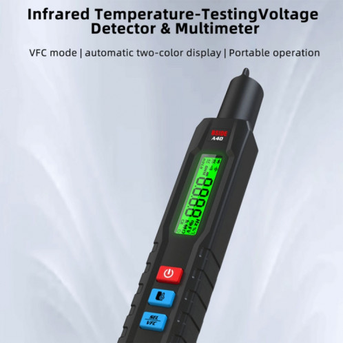 BSIDE A40 thermomètre infrarouge Type de stylo électrique multimètre Intelligent VFC testeur de tension d'inverseur (anglais sans batterie) SB201A1112-014