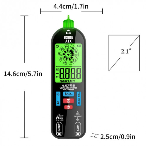 BSIDE A1X Mini stylo électrique numérique modèle de charge de multimètre de mérite automatique intelligent, spécification: avec pack d'outils SB82021583-012