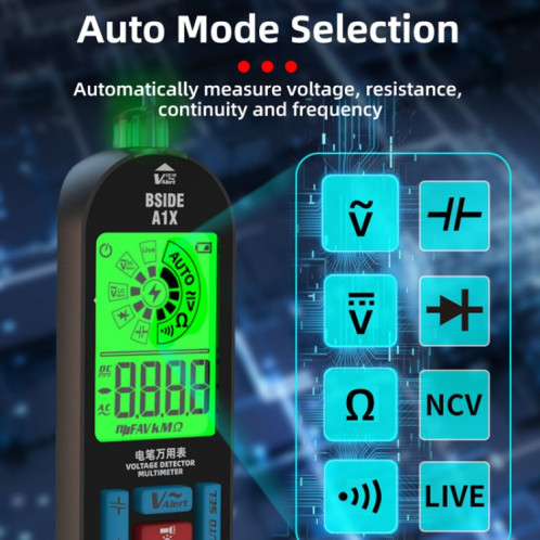 BSIDE A1X Mini stylo électrique numérique modèle de charge de multimètre de mérite automatique intelligent, spécification: avec pack d'outils SB82021583-012