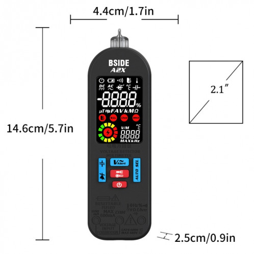 BSIDE A2X Mini stylo numérique modèle de charge multimètre à portée automatique SB1098937-013