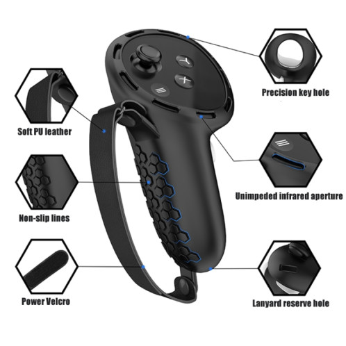 Housse de protection antidérapante en Silicone pour contrôleur Meta Quest 3, accessoires VR (noir) SH201A1356-05