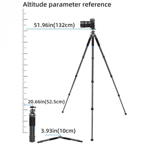 BEXIN RC254 trépied pliant Portable en Fiber de carbone appareil photo reflex support de photographie à cardan central à faible gravité SB11011578-014
