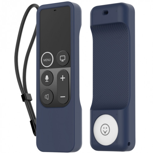 Pour Apple TV Siri Remote 1 + AirTag AhaStyle PT157 Tracker de télécommande 2 en 1 Housse de protection en silicone (bleu nuit) SA401C499-08