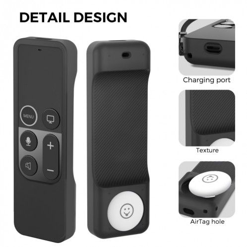 Pour Apple TV Siri Remote 1 + AirTag AhaStyle PT157 Tracker de télécommande 2 en 1 Housse de protection en silicone (rose) SA401B1871-08