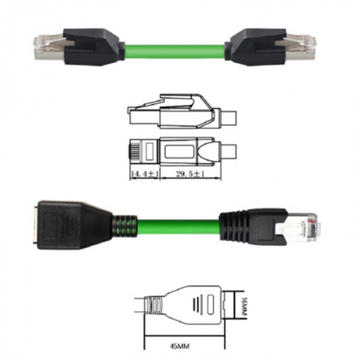 Câble industriel Gigabit à Double blindage CAT6 de 0.5m, résistant aux vibrations et très Flexible, pour chaîne de traînée SH0401276-09