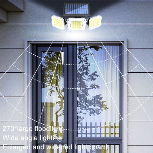 Applique murale solaire extérieure à triple tête 224 LED à double capteur avec capteur de corps rotatif, éclairage de jardin et de maison, style: intégral SH9701685-011