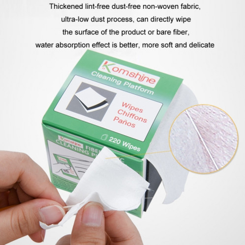 220 feuilles/boîte Komshine SC/FC/ST/LC/papier de nettoyage de fibres optiques Non tissées à fibres nues SK22631267-05