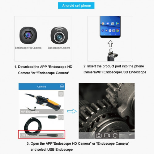 Teslong NTC125 5M 3 en 1 endoscope de téléphone USB pour la réparation automatique 500W Pixel mise au point automatique ST23601018-011