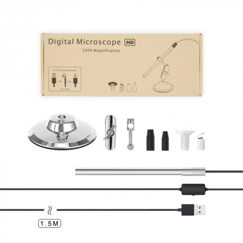 Teslong MS100 200X grossissement mise au point réglable Microscope USB téléphone et ordinateur Microscope électronique HD ST2504465-010