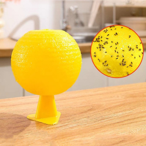 Boules de mouches de fruits de 8 cm pour usage intérieur, piège à insectes, boules collantes pour insectes (jaune avec base + colle double face) SH401A692-07