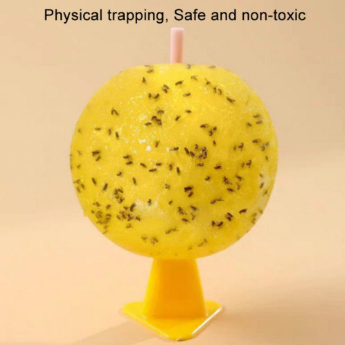 Boules de mouches de fruits de 8 cm pour usage intérieur, piège à insectes, boules collantes pour insectes (jaune avec base + colle double face) SH401A692-07