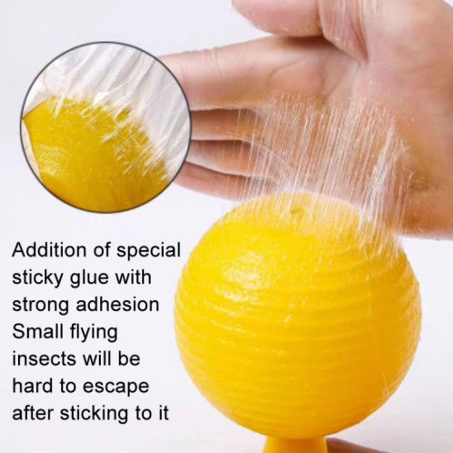 Boules de mouches de fruits de 8 cm pour usage intérieur, piège à insectes, boules collantes pour insectes (jaune avec base + colle double face) SH401A692-07