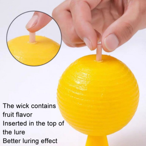 Boules de mouches de fruits de 8 cm pour usage intérieur, piège à insectes, boules collantes pour insectes (jaune avec base + colle double face) SH401A692-07