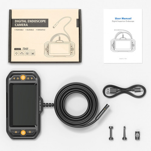 Sonde de caméra Teslong TS43S HD, écran de 4,3 pouces, endoscope industriel tout-en-un, outils de réparation automobile, spécification: double objectif de 7,0 mm ST3902598-011