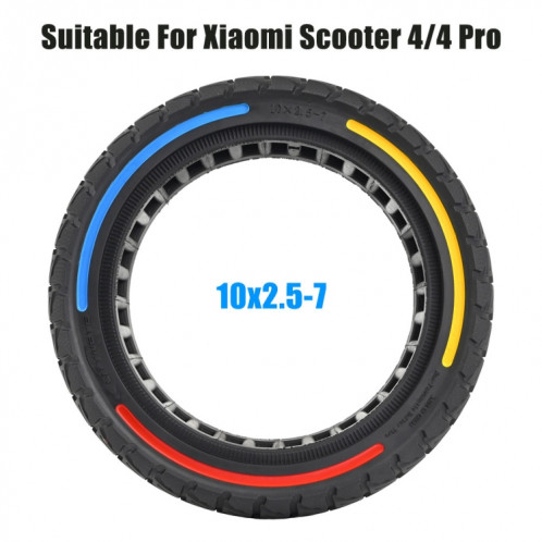 Pneus en nid d'abeille tout-terrain colorés 10 x 2,5 à 7 pouces pour scooter Xiaomi 4/4 Pro (tricolore) SH801A1754-04