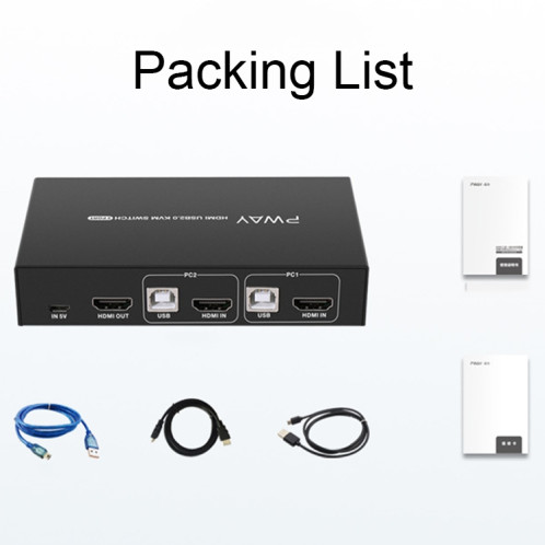 PWAY PW-S7201H 2 en 1 sortie HDMI KVM commutateur 4K HD coupe-écran vidéo SP2596487-012