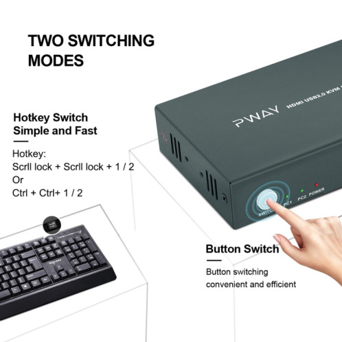 PWAY PW-S7201H 2 en 1 sortie HDMI KVM commutateur 4K HD coupe-écran vidéo SP2596487-012