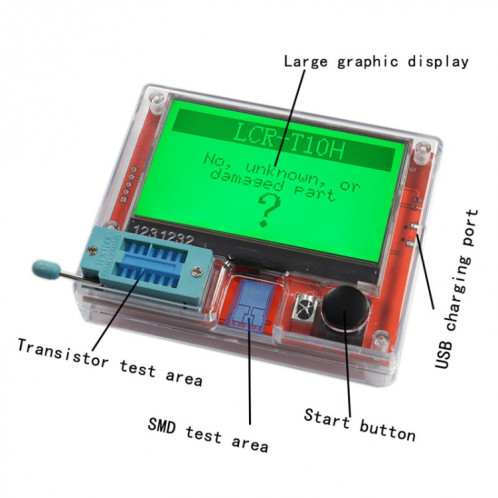 Testeur de Transistor LCR-T10H, affichage TFT pour Test de résistance de condensateur de Diode Triode, spécification: batterie au Lithium construite SH74011159-08