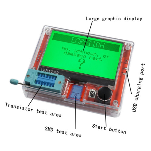 Testeur de transistor LCR-T10H, affichage TFT pour Test de résistance de condensateur de triode de diode, spécification: alimenté par batterie sèche SH74021546-08