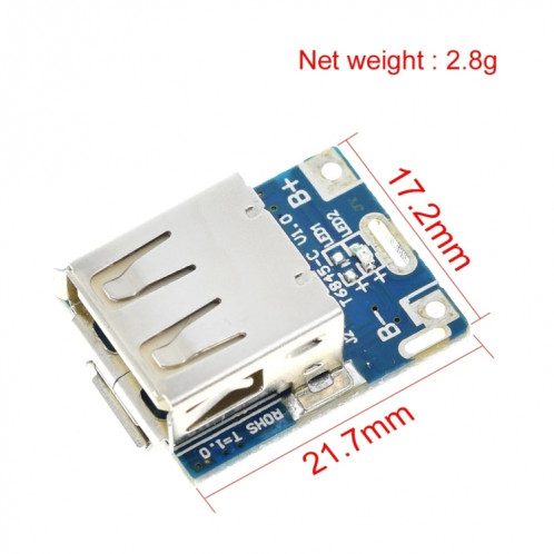 4 pièces 5V Boost convertisseur module d'alimentation élévateur batterie au lithium panneau de protection de charge affichage LED pour chargeur bricolage 134N3P, interface: Micro USB SH8001916-06