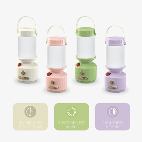 Veilleuse de chevet LED tripolaire à intensité variable, lumière ambiante décorative de Camping (rose) SH501B873-012