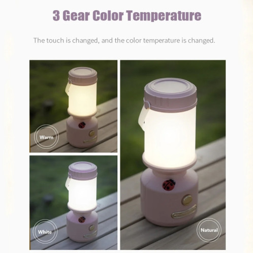 Veilleuse de chevet LED tripolaire à intensité variable, lumière ambiante décorative de Camping (rose) SH501B873-012