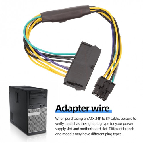 Pour DELL Optiplex 3020/7020/9020 cordon d'alimentation 8 broches câble ATX 24P à 8P (30 cm) SH201A830-05