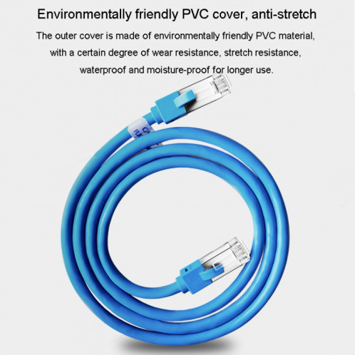 JINGHUA Projet d'ordinateur de routeur à double blindage Gigabit de catégorie 6 Câble réseau entièrement en cuivre, taille: 3M (bleu) SJ903A546-011