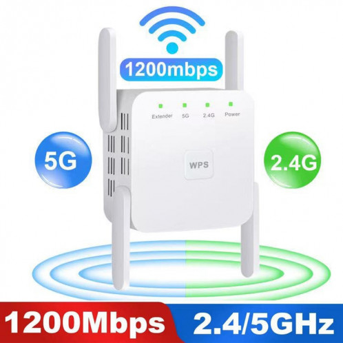 Le répéteur d'extension WiFi 1200Mbps 2.4G / 5G prend en charge le port Ethernet prise américaine noire SH34051286-07