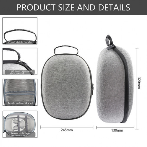 Pour Meta Quest 3 VR sac de rangement EVA coque rigide sac à main (gris) SH701A1174-07