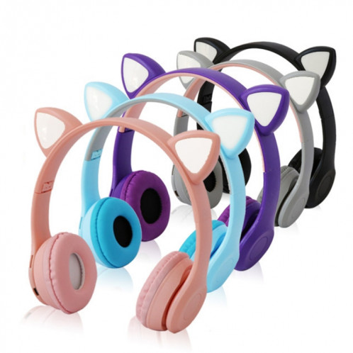 Casque sans fil Bluetooth de jeu oreilles de chat émettant de la lumière LED P47M (noir) SH301B1412-07