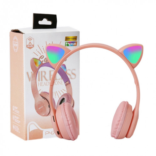 Casque sans fil Bluetooth de jeu oreilles de chat émettant de la lumière LED P47M (noir) SH301B1412-07