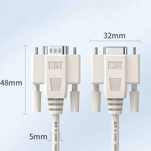 JINGHUA B110 câble DB mâle à femelle RS232 série COM cordon ligne de connexion de périphérique d'imprimante, taille: 5 m (beige) SJ303A1399-011