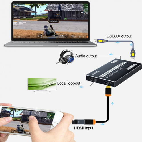 JINGHUA Z812 USB vers HDMI carte de capture vidéo dispositif d'enregistrement de jeu en direct SJ3343751-011