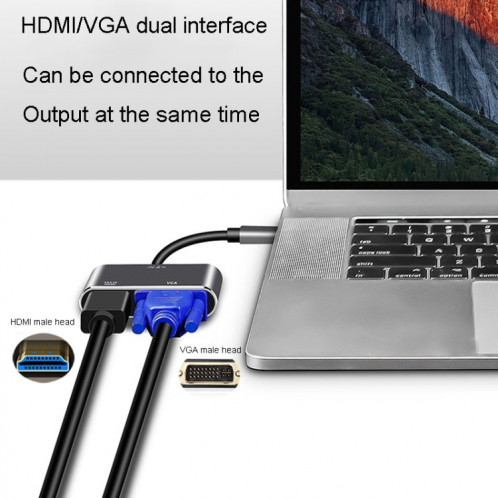 JINGHUA Z321 Convertisseur de station d'accueil HUB multifonctionnel, Interface: Type-C vers HDMI + VGA SJ5401954-010
