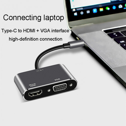 JINGHUA Z321 Convertisseur de station d'accueil HUB multifonctionnel, Interface: Type-C vers HDMI + VGA SJ5401954-010