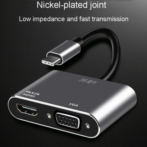 JINGHUA Z321 Convertisseur de station d'accueil HUB multifonctionnel, Interface: Type-C vers HDMI + VGA SJ5401954-010