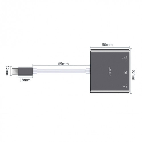 JINGHUA Z321 Convertisseur de station d'accueil HUB multifonctionnel, Interface: Type-C vers HDMI + PD + USB SJ5402170-09