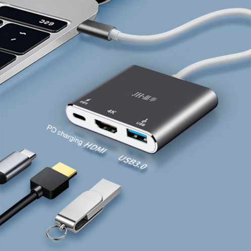 JINGHUA Z321 Convertisseur de station d'accueil HUB multifonctionnel, Interface: Type-C vers HDMI + PD + USB SJ5402170-09