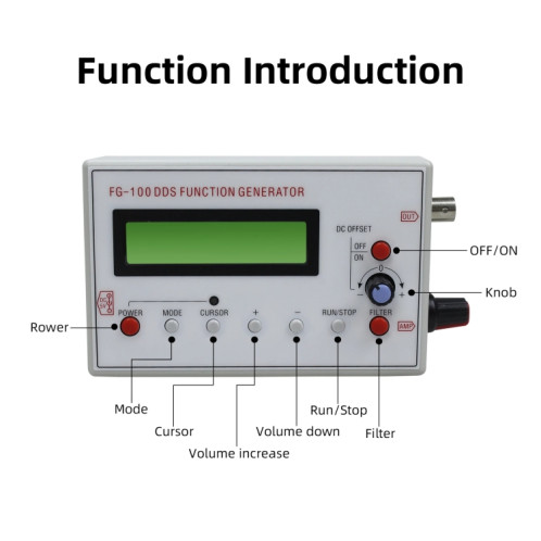 Compteur de fréquence de générateur de Signal de fonction DDS FG-100 1Hz-500kHz (blanc) SH101A1833-06