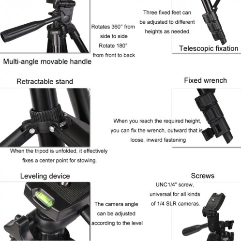 Support d'atterrissage rétractable pour trépied en direct pour appareil photo reflex numérique en aluminium portable, Spécifications: trépied de 150 cm + clip + sac + contrôleur + adaptateur SH45061811-07