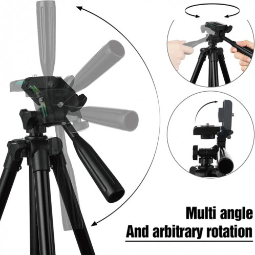 Support d'atterrissage rétractable pour appareil photo reflex numérique en aluminium portable, trépied en direct pour photographie, spécifications: trépied de 150 cm + clip + sac SH4505342-07