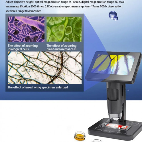 Microscope numérique électronique HD, écran de 5 pouces, touche tactile, loupe électronique à cellules biologiques 8000X SH3782774-013