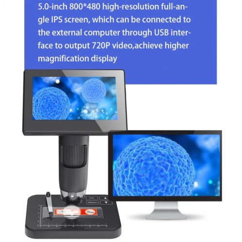 Microscope numérique électronique HD, écran de 5 pouces, touche tactile, loupe électronique à cellules biologiques 8000X SH3782774-013