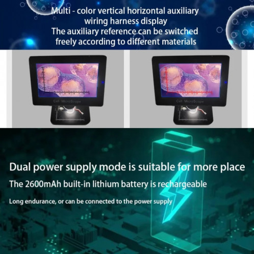 Microscope numérique électronique HD, écran de 5 pouces, touche tactile, loupe électronique à cellules biologiques 8000X SH3782774-013