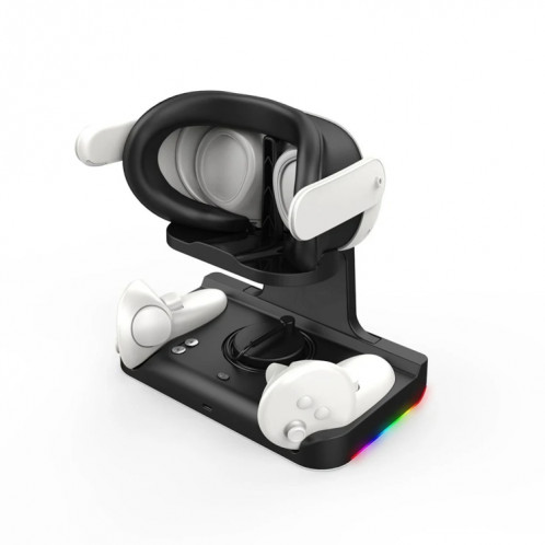 Base de chargement pour casque Meta Quest 3, avec lumières éblouissantes, support de chargement à poignée VR (noir) SH501B1254-06