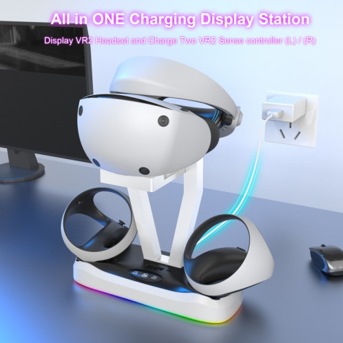 JYS-P5155 pour PlayStation VR 2 Base de charge magnétique avec lumière rvb VR lunettes support de stockage accessoires de jeu SH38681467-07