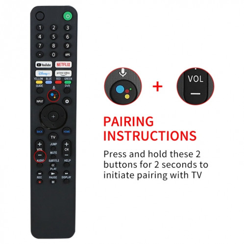 Télécommande vocale Bluetooth RMF-TX520U pour Sony Smart TV KD-43X80J KD-43X85J (noir) SH801A1239-06